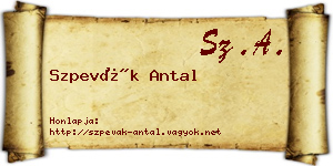 Szpevák Antal névjegykártya